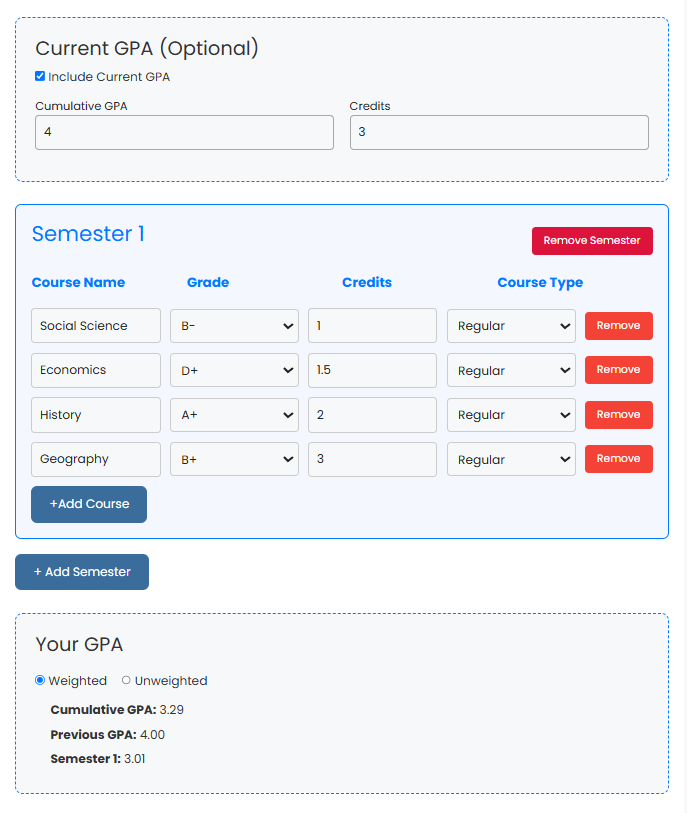 High School GPA Calculator