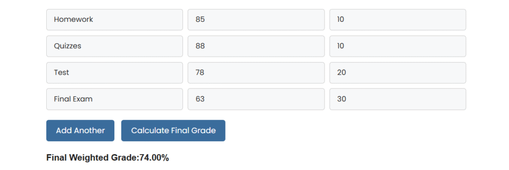 Weighted Grade Calculator
