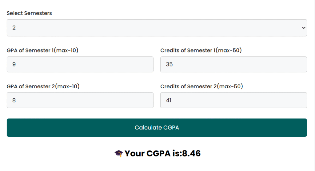 VIT CGPA Calculator